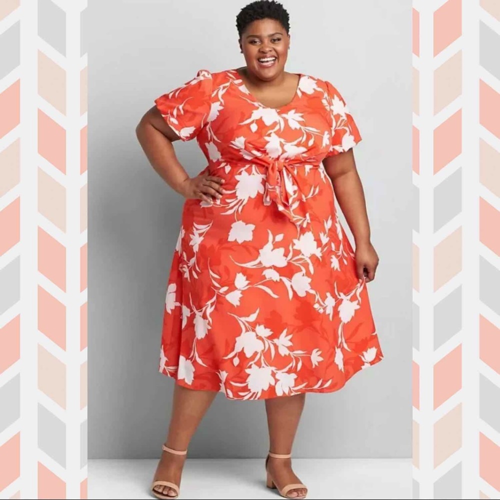 NWT Lane Bryant Floral Knot Waist Dress